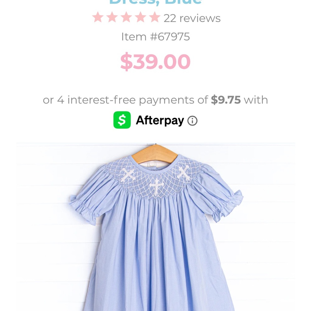 Easter Wishes Smocked Bishop Dress, Blue